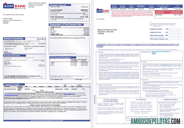 Extrato de hipoteca do Sombank Somali em formatos Word e PDF 1 2 amostra